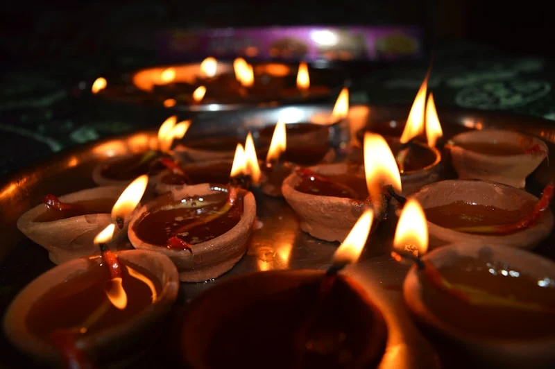 Row of diyas for Hindu festivals